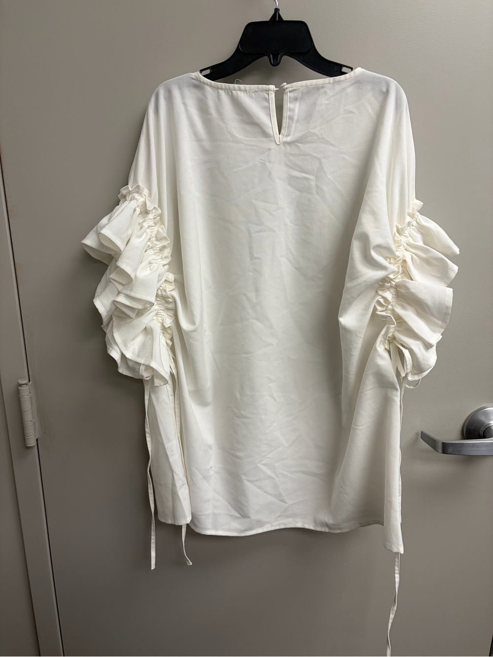 Easel White Ruffle Sleeve Drawstring Top - Picture 6 of 9